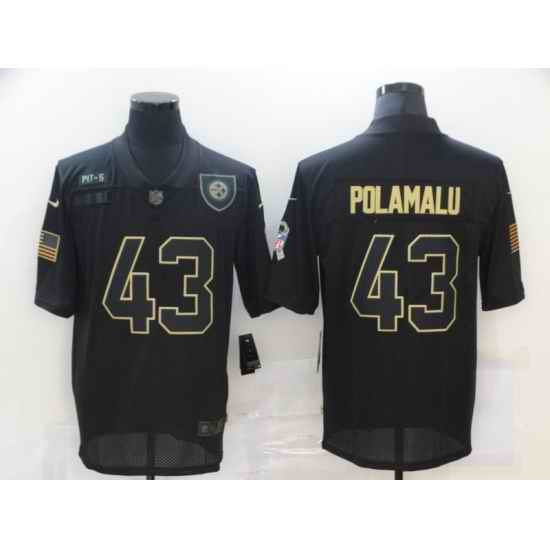 Nike Pittsburgh Steelers 43 Troy Polamalu Black 2020 Salute To Service Limited Jersey